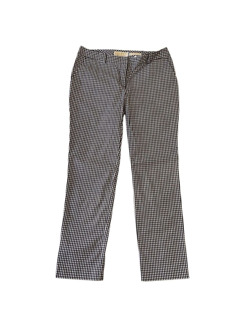 Michael Kors trouser pants Wellesley ankle fit mid rise straight black white 6
